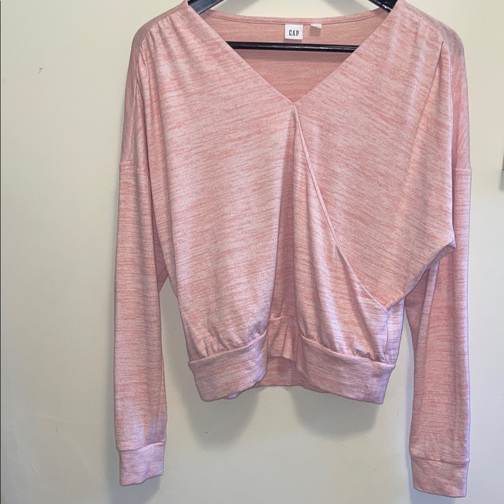 GAP Pink Heathered V-Neck Pullover Sweater